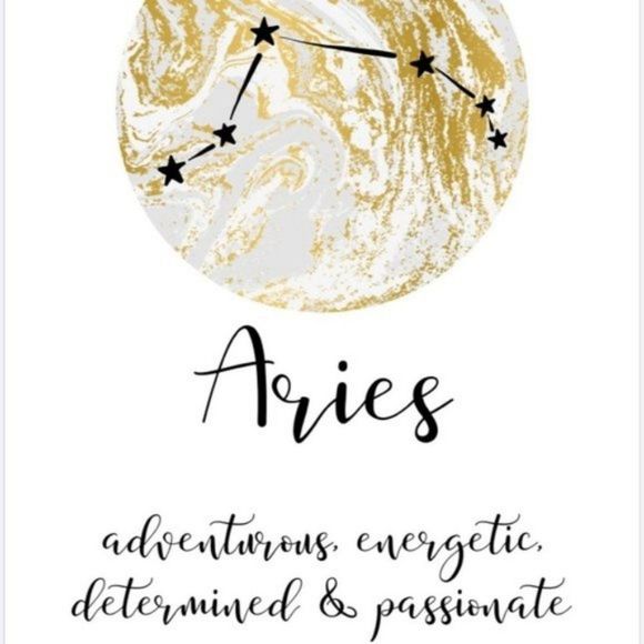 Aries Zodiac sign constellation pattern gold art - Picture 2 of 2